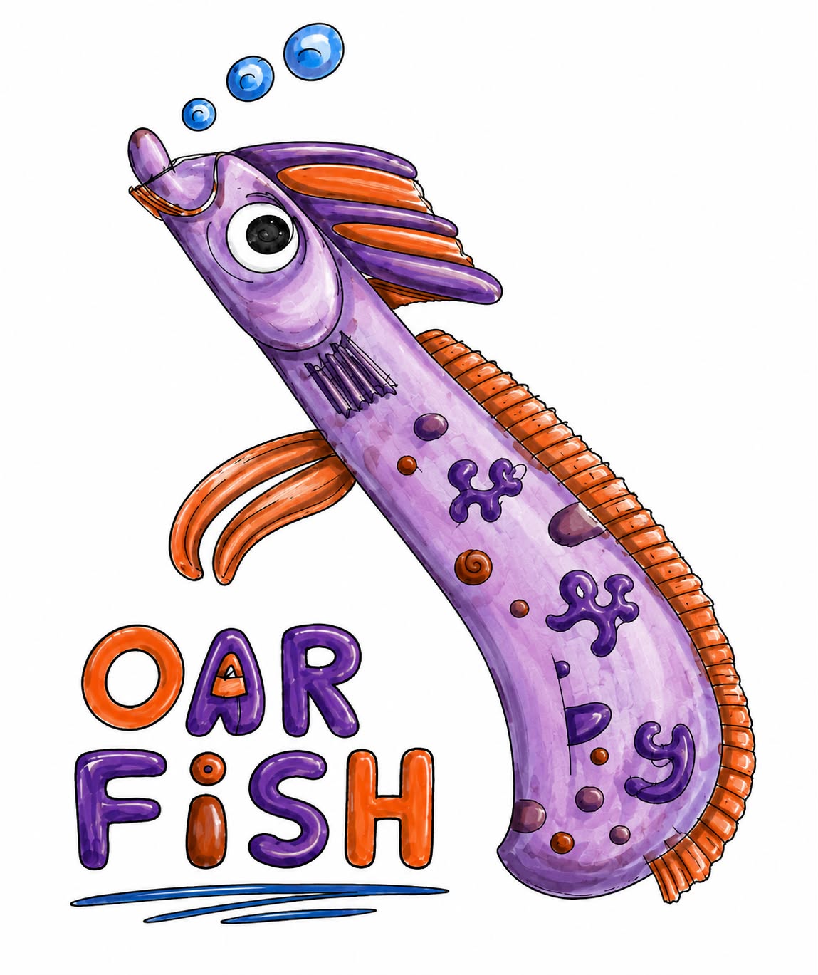 Oar Fish brand logo — hand-drawn mascot with the words OAR FISH